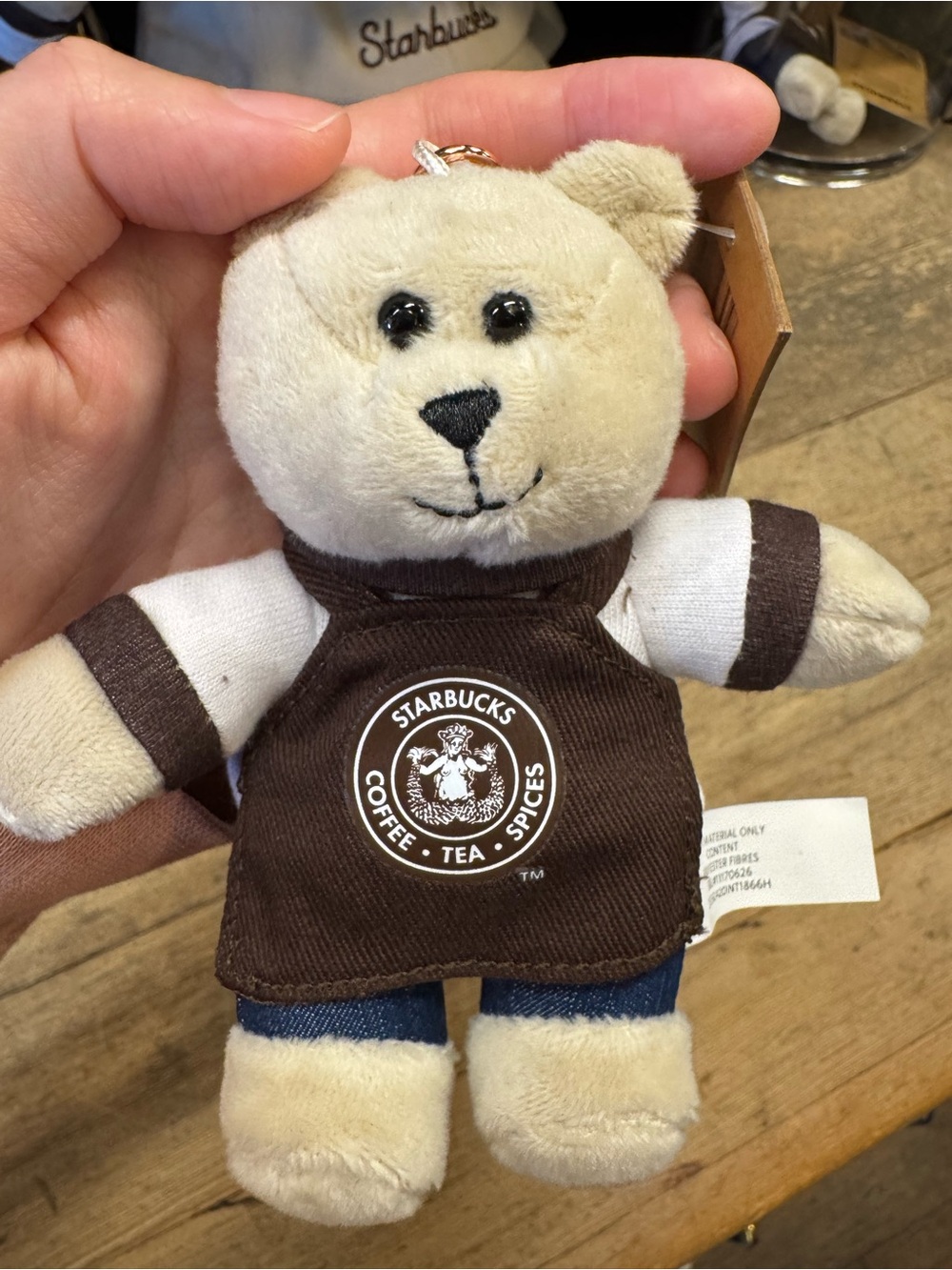 Starbucks Plush Bear Keychain in Cream and Dark Brown